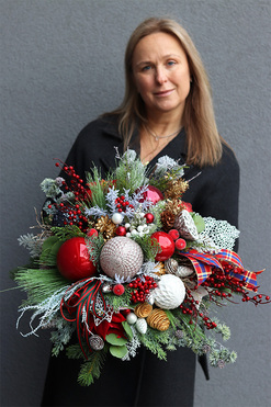 Dekorina Winter, świąteczna kompozycja nagrobna w misie, wym.