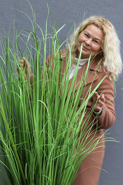Grass Golderia, wysokiej jakości sztuczna trawa w złotej donicy