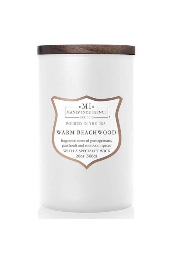 Warm Beachwood, sojowa świeca zapachowa w słoiku