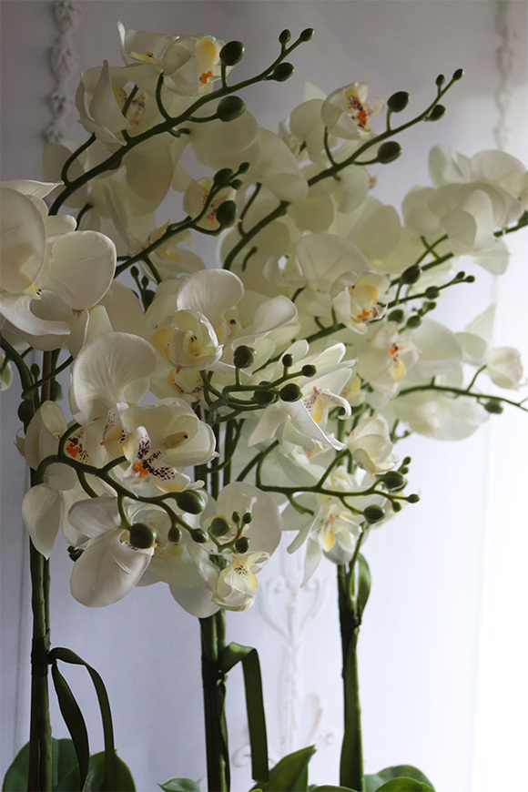 Laos Black Big, sztuczny storczyk w czarnej donicy, wys.65cm