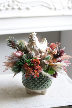 stroik wielkanocny ze złotą kurą, Kukuryku 2, wym.25x33cm