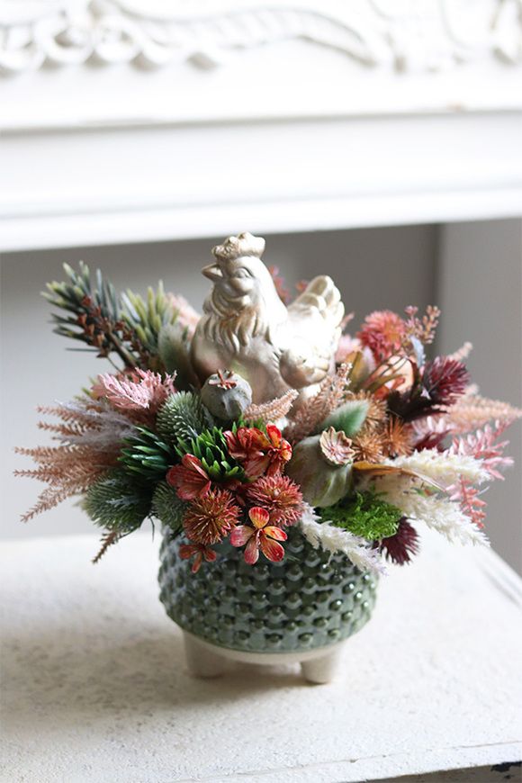 stroik wielkanocny ze złotą kurą, Kukuryku 2