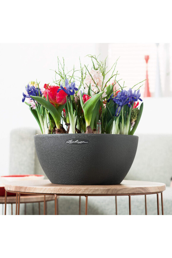 Cubeto Stone, doniczka z nawadnianiem, grafit, wym.13x30cm
