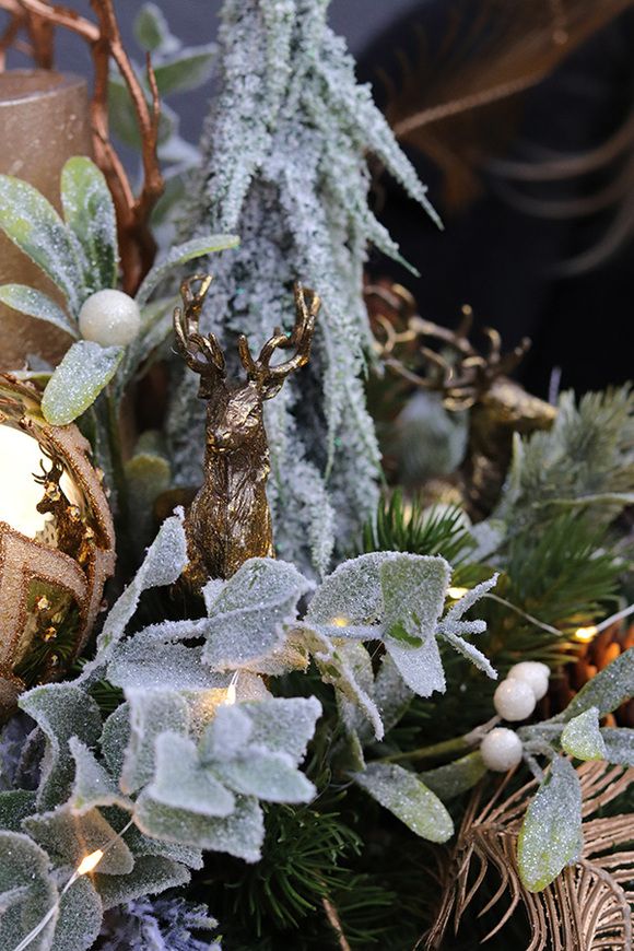 Świąteczne Złoto, stroik świąteczny w pucharze