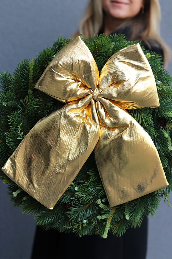 bożonarodzeniowy wieniec na drzwi, Papillon Złota Kokarda, śr.45cm, limitowana edycja 