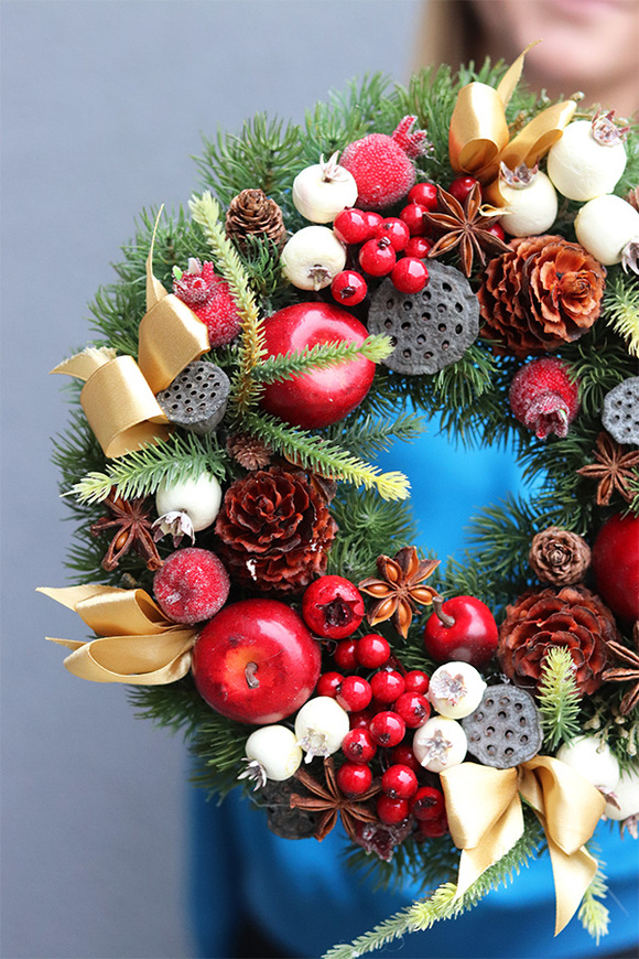 Czas na Święta, wianek bożonarodzeniowy, śr.28cm