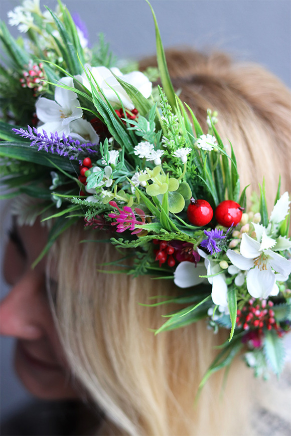 Geriba, kwiatowy wianek na głowę, rozmiar uniwersalny