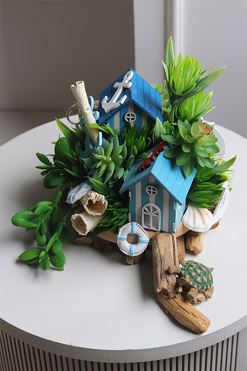 Grette, kompozycja marynistyczna z domkiem, wym.18x24x15cm 