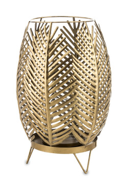 Liść Palmy C metalowy lampion boho, wym.45,5x25x25cm