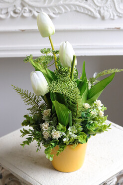 Tulipanki, żółta dekoracja kwiatowa z tulipanami, wys.38cm 