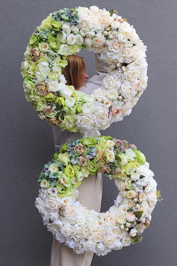 Caryca Katarzyna Green&White 2, bardzo duży wianek sufitowy