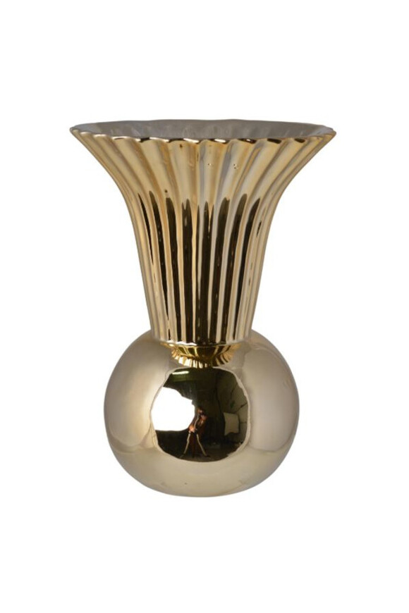 Lilith, ceramiczny wazon, złoty, wym.18x18x25cm