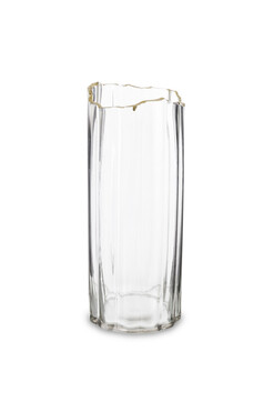 Flower Glass C, szklany wazon ze złotą krawędzią, wym.30x12cm