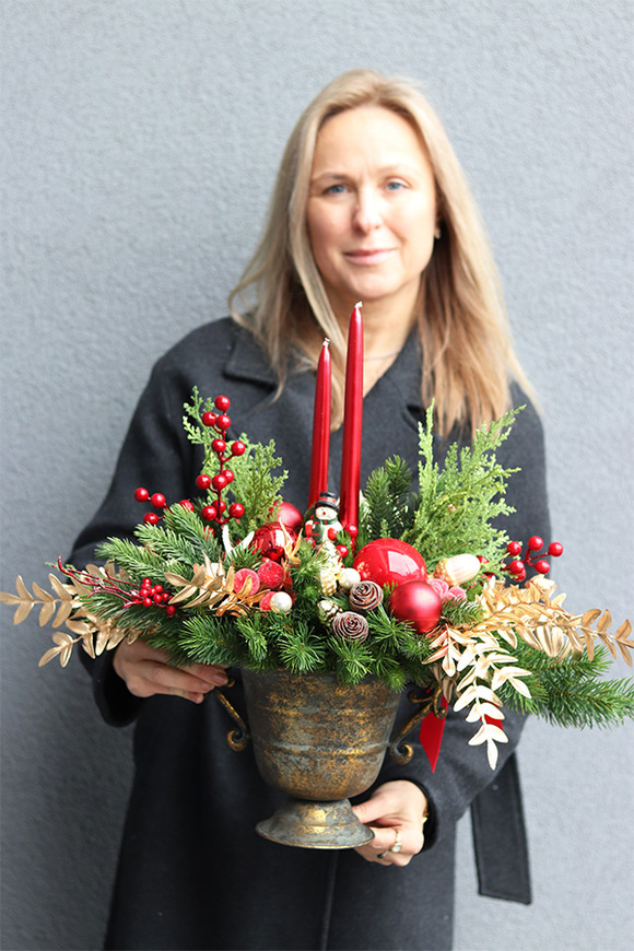 Gerenna, adwentowy stroik z bałwankiem w pucharze