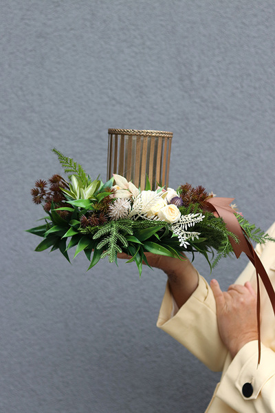 Leddure, kompozycja / stroik jesienny z lampionem, wym.28x18cm