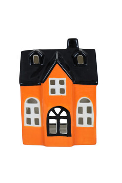 Halloween, dekoracyjny domek ceramiczny lampion B, wym.17x13x11cm