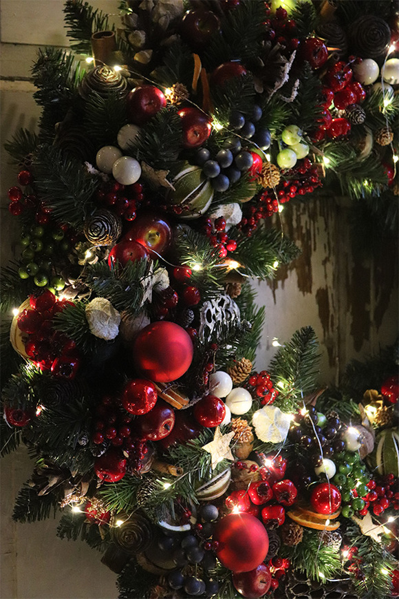 Świąteczny Kolor Big 2, bogaty wianek świąteczny LED