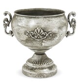 osłonka / donica przecierana srebrna, Bremma, wys.22.5x25x20cm