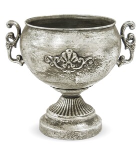 osłonka donica przecierana srebrna, Bremma, wys.22.5x25x20cm