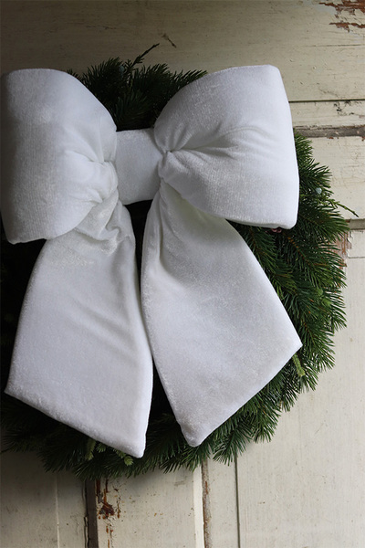 bożonarodzeniowy wieniec na drzwi, Papillon Biała Kokarda, śr.45cm, limitowana edycja 