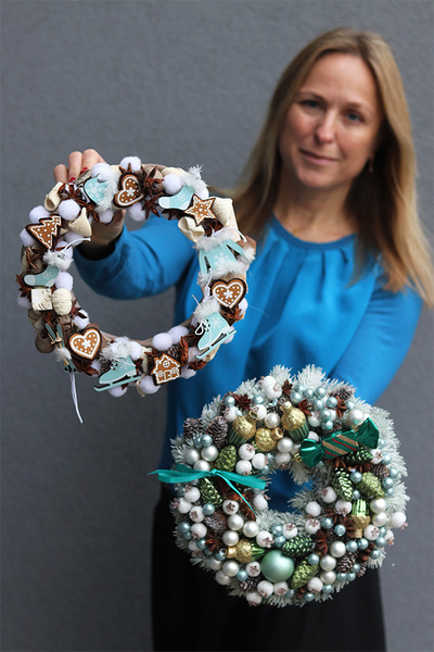 Cukierek, turkusowy wianek świąteczny, śr.28cm