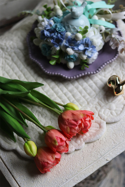 bukiet gumowych tulipanów, Maggio Novelty Morelli, 7szt. dł.44cm