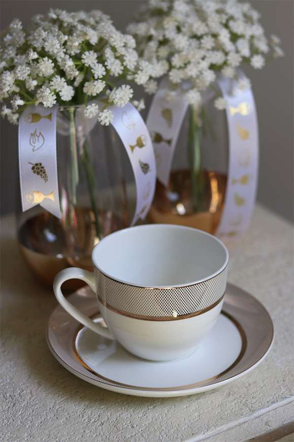 OD RĘKI  komplet obiadowy dla 6 osób, 30 elementów, Golden Delia I 