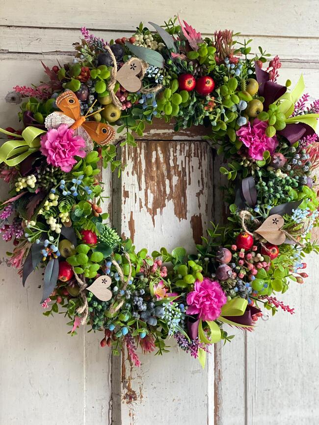 Garden Beauty, dekoracyjny wianek z motylem, śr.38cm