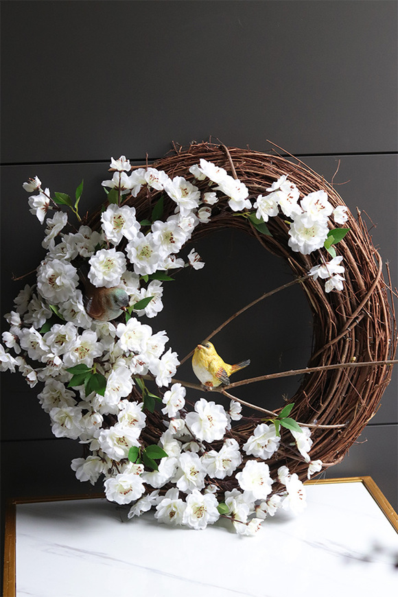 Ptaszek na Jabłoni 2, wiosenny wianek dekoracyjny