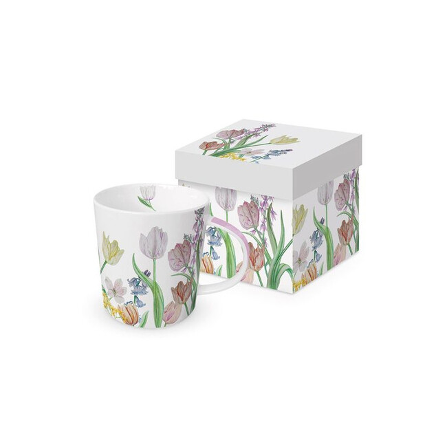 Nana, kubek z tulipanami w pudełku