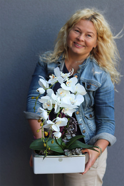 Banerra White Deluxe, sztuczny storczyk, wys.53cm  