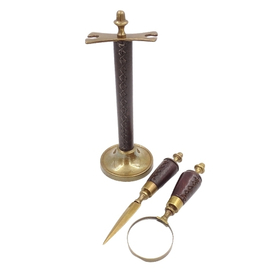  mosiężna Lupa i Nóż do papieru zestaw, dł.18cm