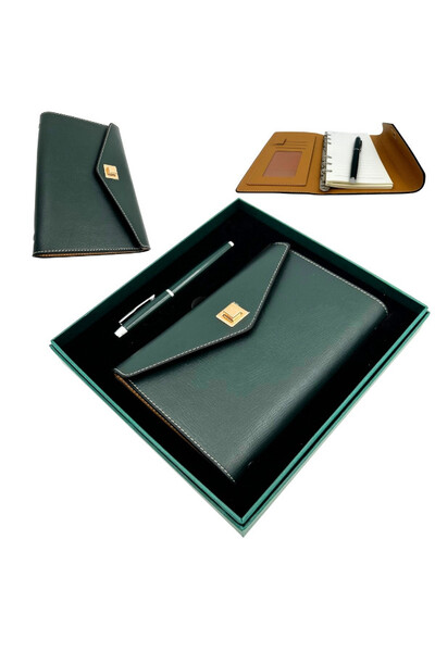 Emerald, skórzany notes, zestaw prezentowy