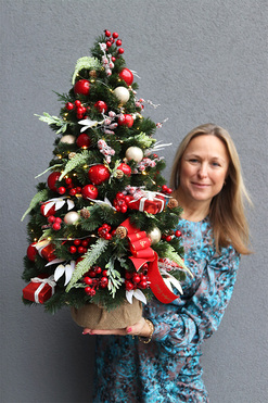 Czerwona Gwiazdka, choinka dekoracyjna LED, wys.73cm