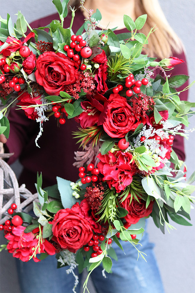 Red Flowers 3, wianek dekoracyjny