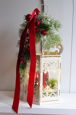 White Christmas A, świąteczna dekoracja LED w lampionie, wys.42cm