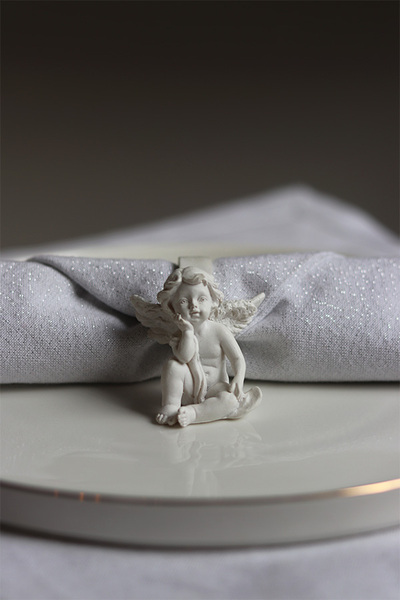 Komunia Święta, obrączki do serwetek z aniołkiem