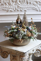 Christmas Eve, świąteczny stroik z dziadkiem w misie