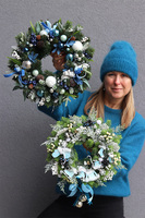 Blue Xmas, świąteczny wianek dekoracyjny