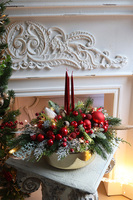 Red&Gold Xmas, adwentowy stroik świąteczny LED