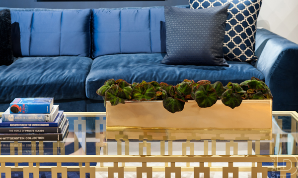 Goldie, atrakcyjna prostokątna osłonka / donica, kolor złoty, wym.50x20x20cm