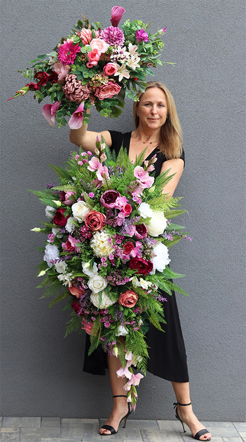 Delonia Izolda, długa wiązanka nagrobna, dł.133cm