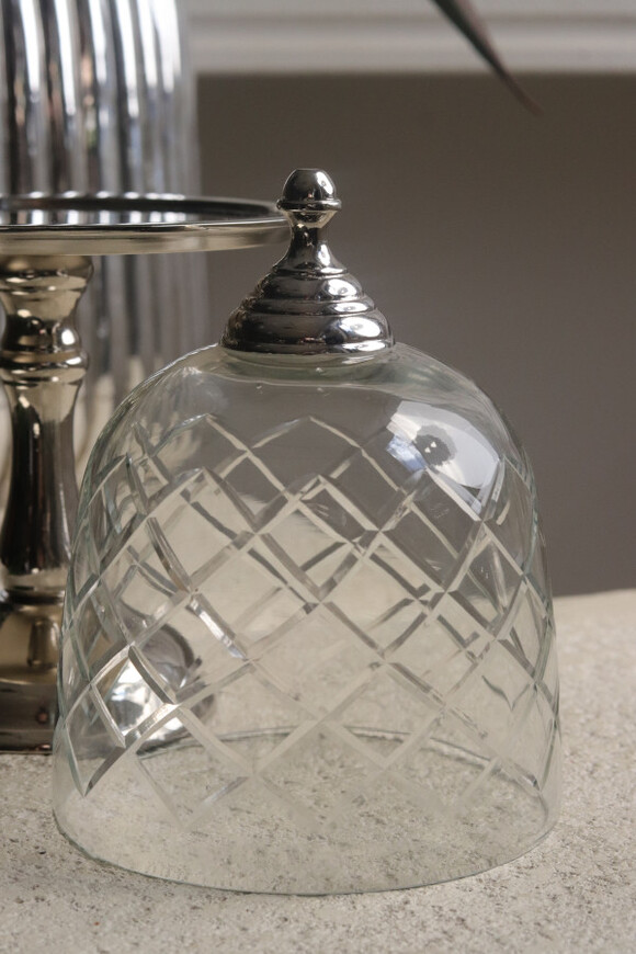 patera na nodze z kloszem, Lux Villa Silver Glamour