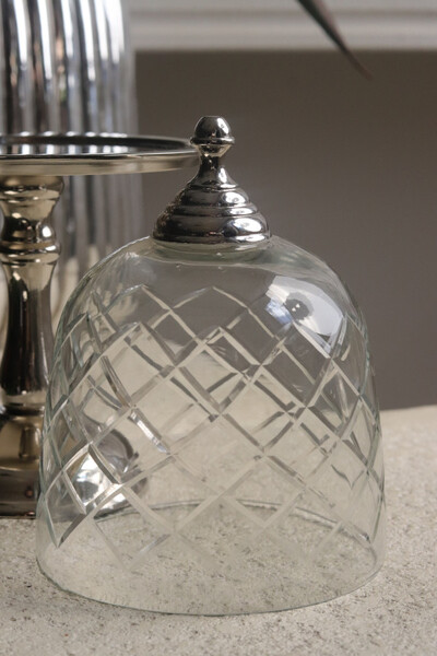 patera na nodze z kloszem, Lux Villa Silver Glamour