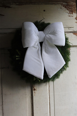 bożonarodzeniowy wieniec na drzwi, Papillon Biała Kokarda, śr.45cm, limitowana edycja 