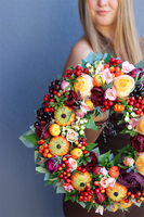 Orangina Symetria, jesienny wianek z dyniami