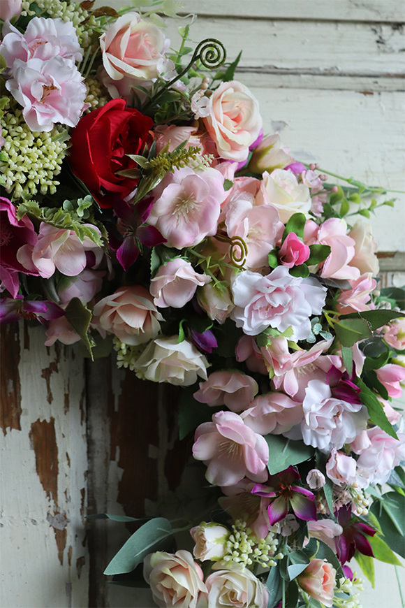 Helise Subtelle, barwny wianek na drzwi na obręczy, śr.65cm 