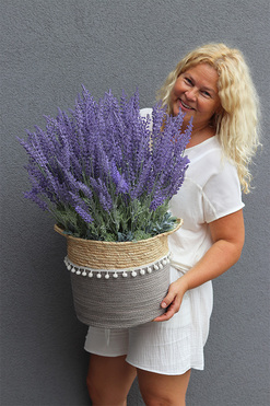 Lawendowe Pole, kompozycja z wrzośców w koszu, wys.65cm