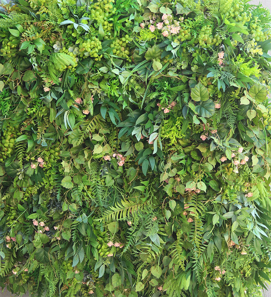 Jungle Green & Pink, ścianka jednostronna ze sztucznych roślin, wym.1m kw.