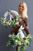 uroczy wielkanocny wianek, Zajęcza Rodzinka 2, śr.49cm